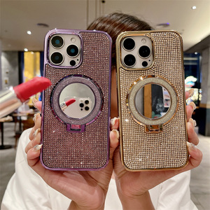 Étui pour miroir de maquillage en diamant pailleté pour iPhone 16 Pro Max, couverture magnétique en diamant pour iPhone16 - Product Image 2