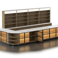 Comptoir de caisse en bois personnalisé pour magasin de proximité, bureau de caisse moderne avec armoire de rangement pour spiritueux, vin, tabac, boutique de détail