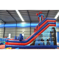 Château Gonflable Nouveau Design Double Toboggan, Château Gonflable Spider-Man Géant avec Toboggan Aquatique pour la Vente