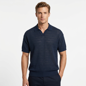 Suéter de Punto para Hombre, Antiarrugas, 100% Algodón, Manga Corta, Cuello en V, Transpirable, Informal, para Invierno y Golf - Product Image 1