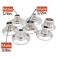 SHJH Acero Inoxidable 304 316L Conexión Tri-Clover Sanitaria con Rosca Macho NPT, Adaptador de Abrazadera Forjado, Llave, Superficie Pulida y Conexión de Tapón