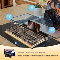 Keyboard Mekanik Retro Punk 84 Tombol 4000mAh untuk PC Tablet, Mode Nirkabel Bluetooth, Tombol Multi-Key, Laptop Gaming untuk Tablet Pad Mac