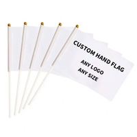 Drapeau à main personnalisable 100% polyester avec logo sur mesure, petit drapeau miniature à agiter avec mât en plastique ou en bois