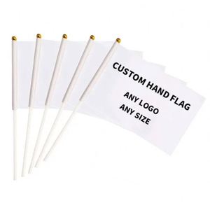 Customizable 100% Polyester Custom Logo Small Mini Handheld Stick <b>Flag</b> Hand Held Waving <b>Flag</b> With Plastic or Wood Pole - Product Image 6