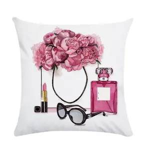 Parfüm flasche Floral Throw Kissen bezug Benutzer definiertes Logo Mode Frauen Bett Dekorative Luxus Marke Kissen bezüge