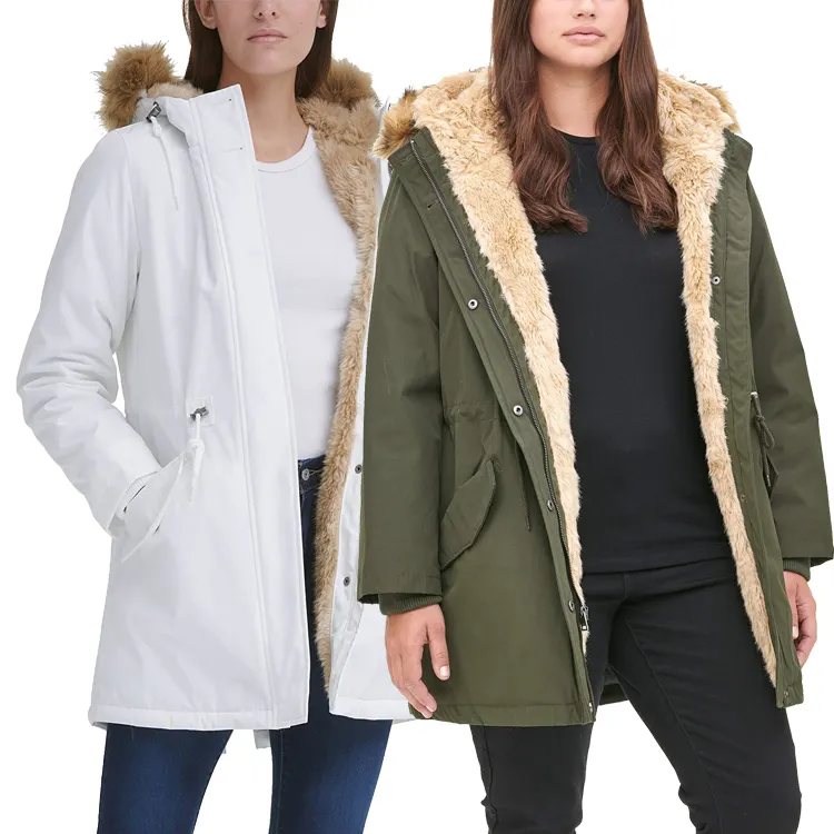 Damen Kunst pelz gefüttert Kapuze Parka Jacke Winter Daunen jacke Frau Übergroße wasserdichte Daunen mantel Pelz Hoodie Mantel