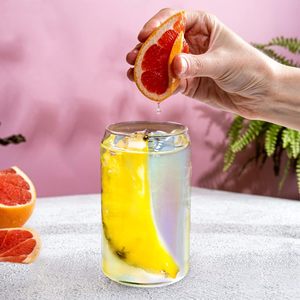 Usa Warehouse Vente en gros Sublimation colorée Canette de bière Tasses à café en verre avec couvercles en bambou - Product Image 2