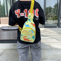 Tas Anak-anak Dompet Zero Motif Dinosaurus Lucu Tas Dada Anak Laki-laki dan Perempuan Baru Bahan Kanvas Portabel untuk Penggunaan Sekolah Sehari-hari