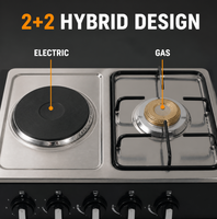 Cuisinière multifonction gaz et électrique D CKD avec four pour cuisine domestique, cuisinière autonome, 2 brûleurs à gaz, 2 plaques chauffantes électriques