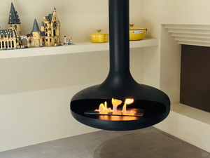 Poêle à <span class=keywords><strong>bois</strong></span> moderne autoportant Tonya Vent Design, foyer suspendu pour bûches réelles, cadre en acier inoxydable, pour cabane, hôtel, intérieur - Product Image 4