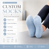 Chaussettes de yoga tendance pour femmes avec logo personnalisé sur le bord et le corps, antidérapantes, respirantes, séchage rapide, longueur cheville, pour Pilates et Barre