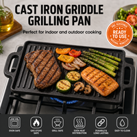 Plaque de cuisson réversible Smartpan en fonte émaillée double face 2-en-1 pour cuisinière à induction et cuisinière à gaz – Durable et facile à utiliser