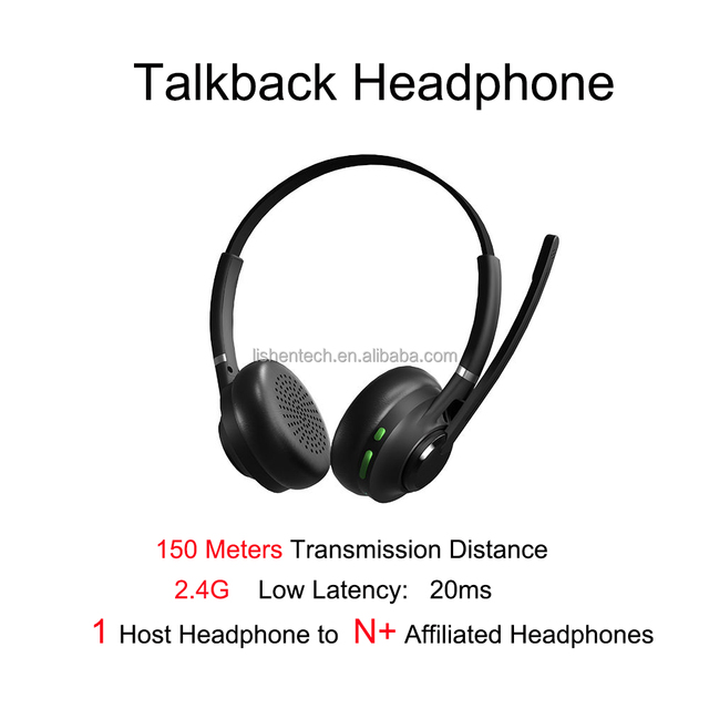 2.4 Low Latency Talkback Headphone Call Center Headset with 1 Host Headphone to N Many Affiliated Headsets