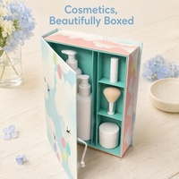 Coffret Cadeau Cosmétique Montgolfière, Emballage Magnétique en Papier, Style Livre à Ruban
