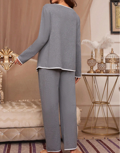 Conjunto de pijama informal con borde cóncavo y convexo de maternidad para madre, pijama de Modal para mujer, conjunto de ropa de descanso de algodón para mujer - Product Image 4