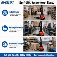 Chariot élévateur autoportant entièrement électrique Everlift avec capacité de 1 tonne et télécommande pour les imprimeries