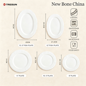 Juego de Vajilla de Lujo con Platos Redondos Blancos, Vajilla de Porcelana, Vajilla de Porcelana Fina, Juego de Cena - Product Image 6