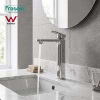 Keran Wastafel Frascio Chrome Finish, Keran Air Panas Dingin Modern dari Kuningan, Keran Mixer Kamar Mandi yang Dipasang di Dek