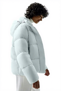 Custom Cropped Spring <b>Thin</b> Stand Collar Front Logo Windbreaker Bubble <b>Puffer</b> <b>Jacket</b> for Men - Product Image 1