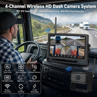 Cámara de Tablero Inalámbrica con Pantalla Táctil de 9 Pulgadas para Camión, Compatible con Señal WIFI, Grabación 1080P, Pantalla Dividida Multicanal, BSD Punto Ciego