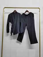Nouvel ensemble décontracté unicolore à lacets pour hommes et femmes, Abaya musulmane à manches longues, style Moyen-Orient Dubaï, haut et pantalon, 2 pièces