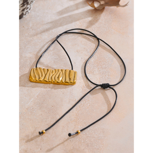 JINYOU 2210 declaración 80cm tendencia libre de deslustre joyería larga PU cuero Acero inoxidable rectángulo colgante moda babero collar - Product Image 2