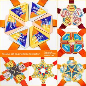 צוות אישי מדליית זהב סגסוגת אבץ מצופה זהב שילוב כבוד פלאק ריצה מזכרת שש אחד - Product Image 2