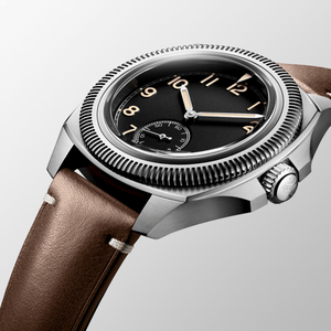 Montre mécanique unisexe avec petit cadran des secondes, lunette cannelée, verre saphir, bracelet en acier inoxydable, style vintage, 30 mm, Longinesing - Product Image 3