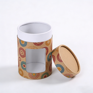 Custom Biodegradable Eco Friendly Kraft Cylinder Cardboard <b>Small</b> Handicraft Paper Tube <b>Box</b> <b>Packaging</b> with Transparent Window - Product Image 4