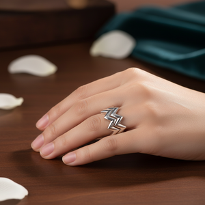 Zigzag Shape Triple Unique Shape Elegant Turkish Wholesale Handcrafted Sterling Silver Women <b>Ring</b> - Product Image 3