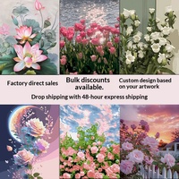 Lu Hua Art – 30 tableaux numériques modernes de roses florales, peints à la main, en bois massif, pour e-commerce et dropshipping