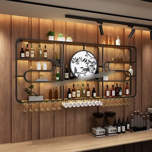 New Wall-mounted Wine Rack Bar Display Cabinet LED Lighted Wine Storage Shelf for Restaurant Billiard <strong>Hall</strong> - Product Image 5