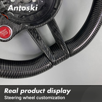 Volant de voiture en cuir noir personnalisé avec fibre de carbone véritable pour Alfa Romeo Giulia Stelvio 2014-2023, compatible avec l'affichage LED intelligent