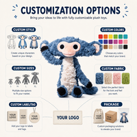 Peluche singe bleu personnalisée, directement de l'usine, en coton PP, avec broderie artistique, OEM ODM, poupée de personnage en peluche pour marques IP originales