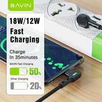Câble de charge rapide double coude à 90 degrés BAVIN, prix de gros, personnalisé, micro USB type C, téléphone portable, 2,4 A, câble de données CB258