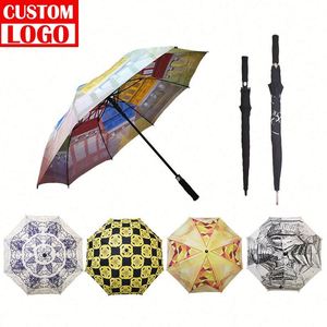 Paraguas de golf recto de fibra de vidrio promocional con su logotipo Bajo Moq 30 "8K Paraguas de golf grande recto automático - Product Image 1