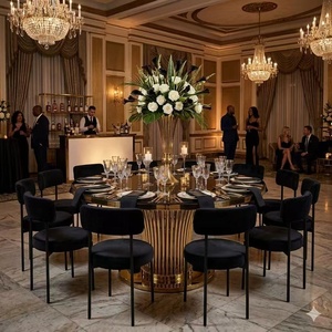 <span class=keywords><strong>Tavolo</strong></span> da Banchetto per Hotel ed Eventi con Struttura in Acciaio Inox Dorato <span class=keywords><strong>e</strong></span> Piano in Vetro <span class=keywords><strong>Nero</strong></span> a Forma di Uovo - Product Image 4