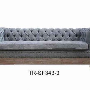 Muebles de Salón de Estilo Europeo, Sofá de Madera Maciza para Dormitorio, Canape Gris Tapizado, Cómodo Sofá para Sala de Estar - Product Image 3