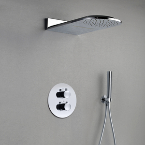 HIMARK chine cupc robinet de <span class=keywords><strong>douche</strong></span> mural en laiton <span class=keywords><strong>noir</strong></span> mat ensemble de robinets de salle de bains modernes avec mélangeur <span class=keywords><strong>thermostatique</strong></span> à 3 fonctions - Product Image 4