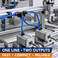 Raccord pneumatique en T égal série PE, à connexion rapide pour tuyau d'air, de 4 mm à 16 mm, connecteur à trois voies