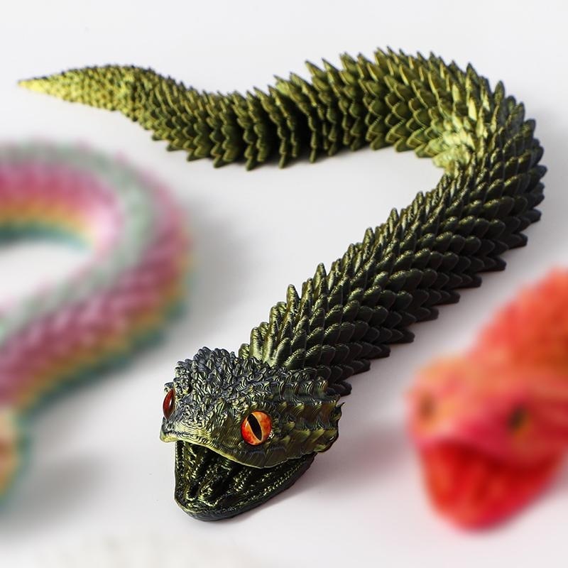 Serpent à bouche en or noir de 25 cm