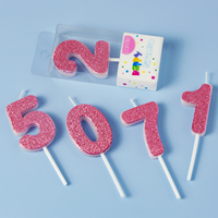 Bougies Chiffres Premier Anniversaire Roses Sans Fumée Non Toxiques avec Piques de Qualité Alimentaire Prêtes à la Vente au Détail