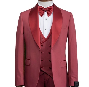 80% laine 20% Viscose hommes rouge smoking élégant Slim Fit costume pour les mariages fêtes événements formels et occasions spéciales - Product Image 1