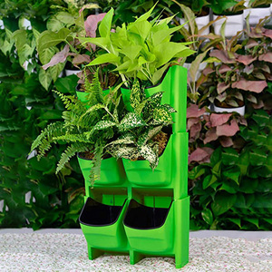 Jardinière verticale empilable en résine pour mur, pot mural auto-arrosant pour fraises et fleurs - Product Image 6