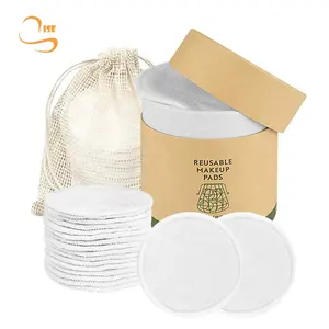 Eco-friendly 8cm Round Bamboo Terry Makeup Remover Pads Soft Reusable Cosmetic Cotton Pads Manufacturers