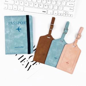 Porte-passeport et étiquette de bagage en cuir PU, portefeuille de voyage, porte-cartes, logo personnalisé, ensemble porte-passeport et étiquette de bagage - Product Image 3