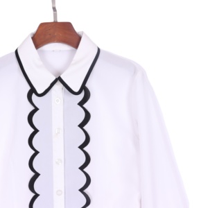 Blouses scolaires blanches personnalisées <span class=keywords><strong>de</strong></span> style coréen en gros, avec logo brodé/imprimé, pour uniformes des écoles primaires et secondaires pour filles et enfants - Product Image 2
