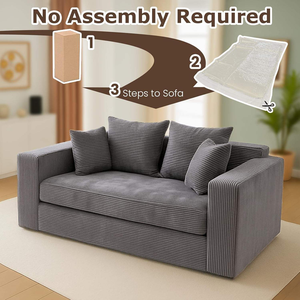 Sofá Comprimido para Sala de Estar 2026, Sofá Prensado en Caja, Mueble Sofá Cama con Relleno de Esponja y Funda de Pana Extraíble - Product Image 4