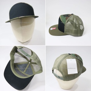 Custom Embroidered Logo 7 Panel <b>Flat</b> Brim Trucker <b>Cap</b> Adjustable Snapback Hat Mesh Back for <b>Men</b> Women - Product Image 2