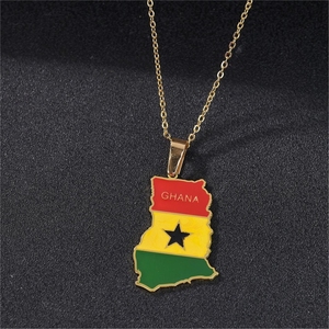 Collares y Colgantes <span class=keywords><strong>de</strong></span> Acero Inoxidable con Mapas Creativos <span class=keywords><strong>de</strong></span> África, Sudamérica, Bolivia, <span class=keywords><strong>Ghana</strong></span> y Banderas Nacionales, Venta al por Mayor - Product Image 6